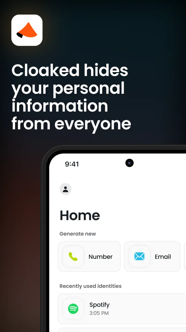 Cloaked: Protect your privacy - Screen 1