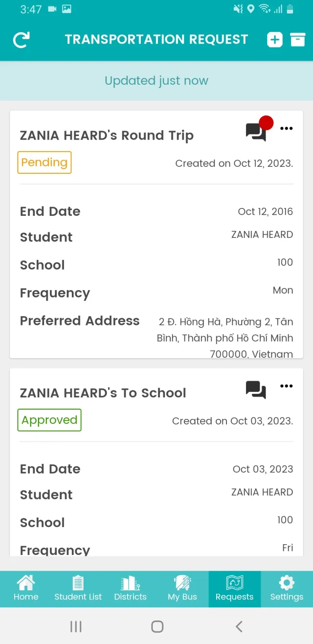 Edulog Parent Portal - Screen 7