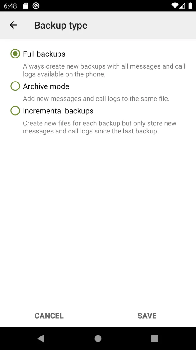 SMS Backup & Restore - Screen 8
