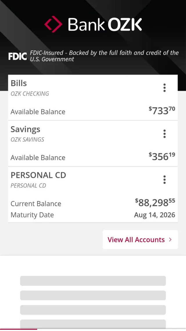 Bank OZK Mobile Banking - Screen 2