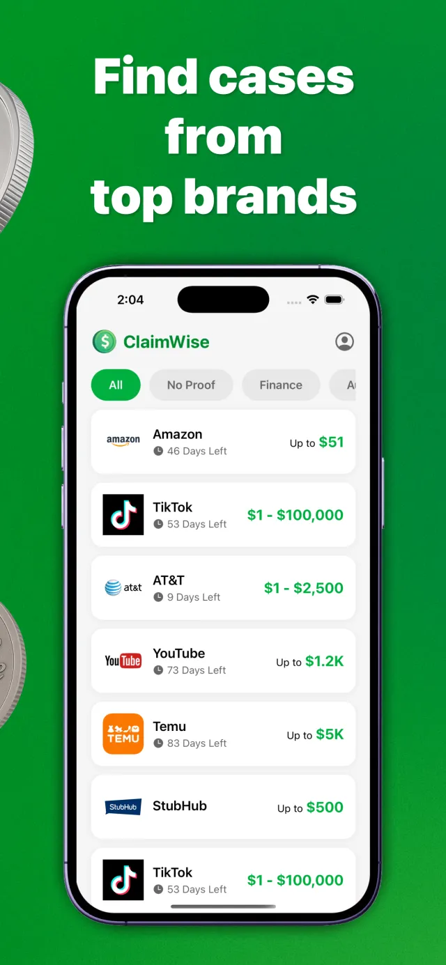 ClaimWise: Class Actions - Screen 3