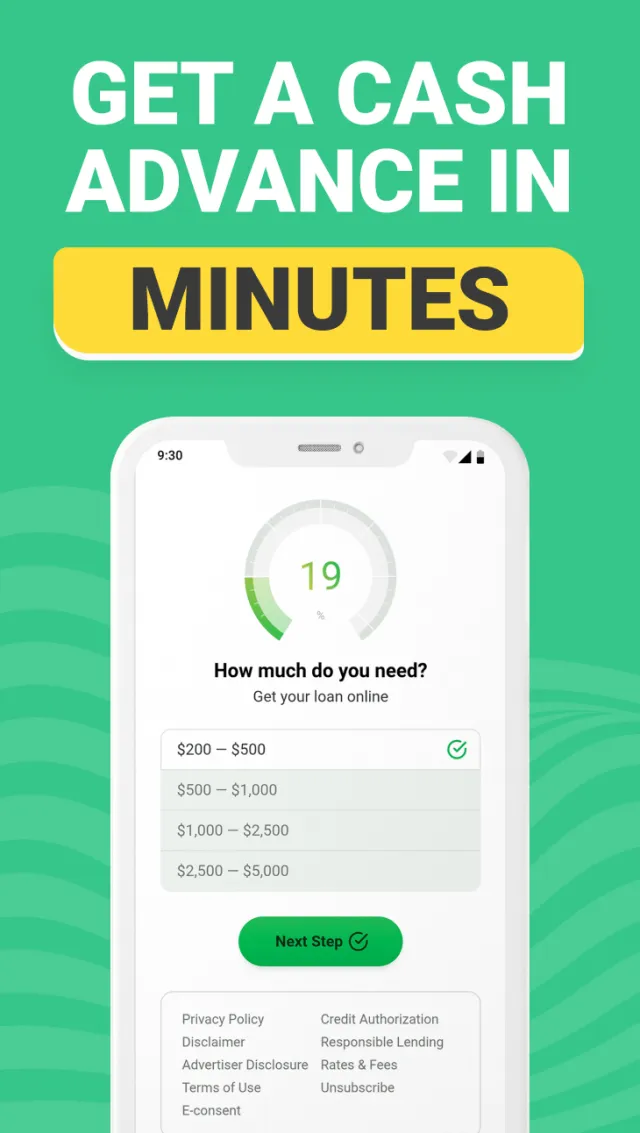 Instant Cash Advance - Screen 1