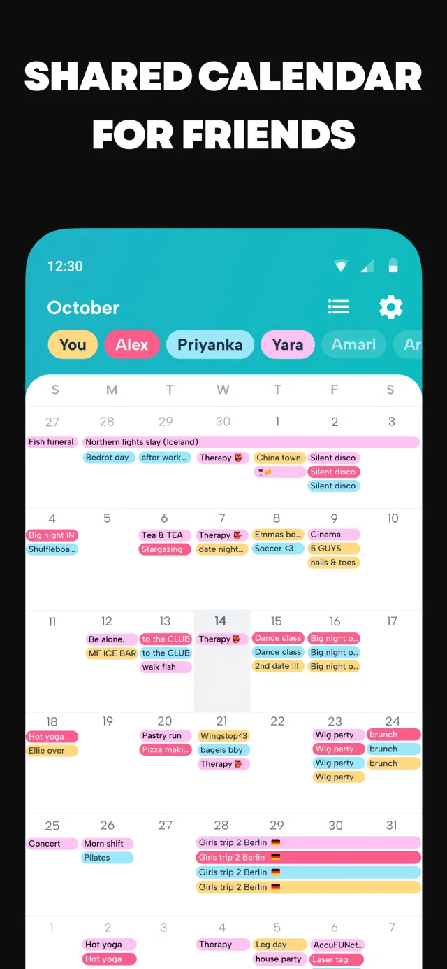 Howbout: shared calendar - Screen 1