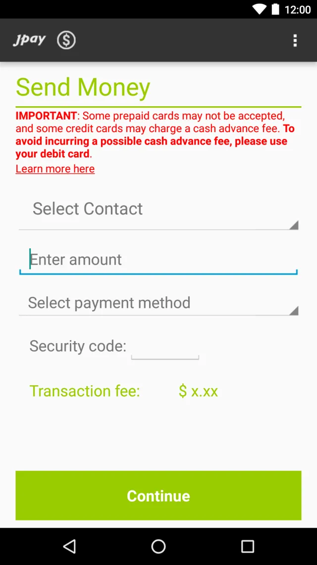 JPay - Screen 2