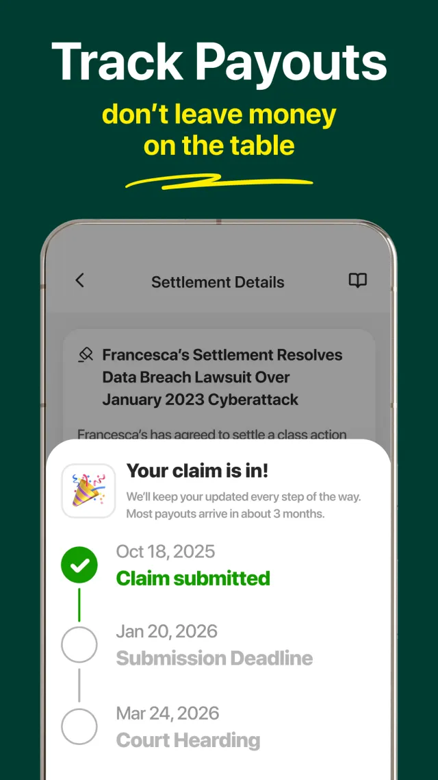 ClaimHunt: Class Action Claims - Screen 4