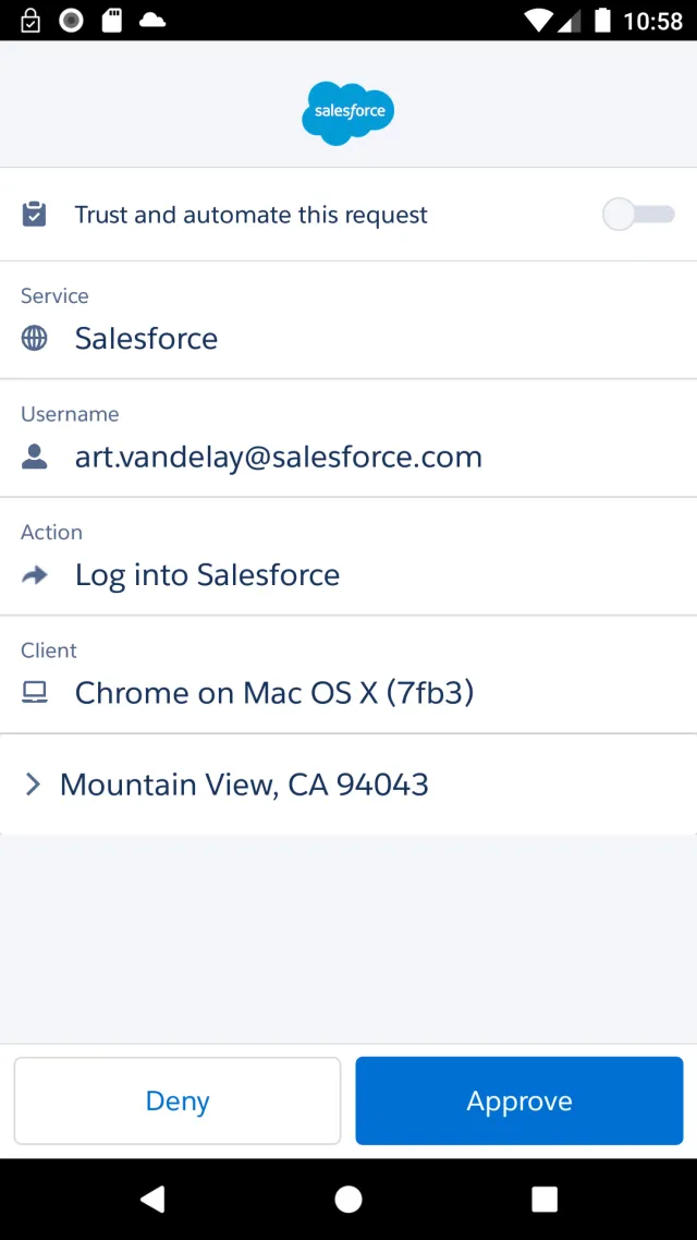 Salesforce Authenticator - Screen 5