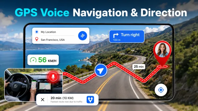 GPS Maps & Voice Directions - Screen 1