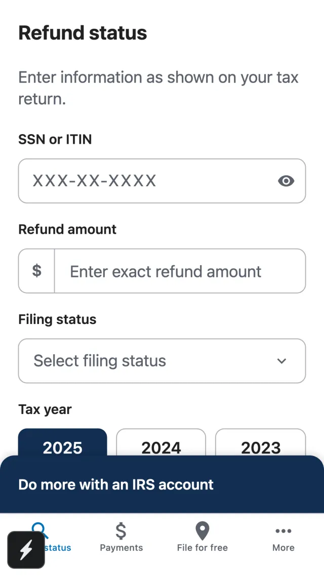 IRS2Go - Screen 1