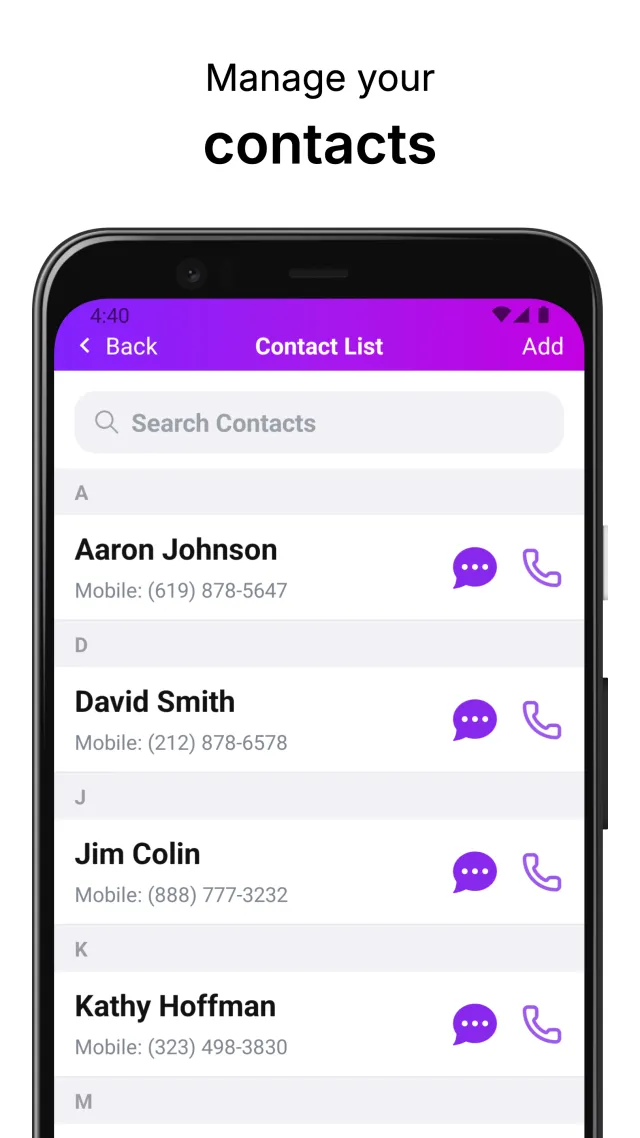 My 2nd Line Text Call Number - Screen 4