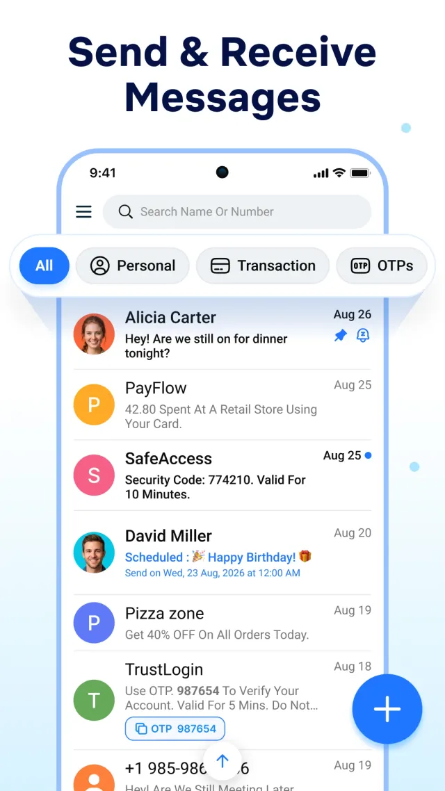 Messages - Text SMS Home - Screen 1