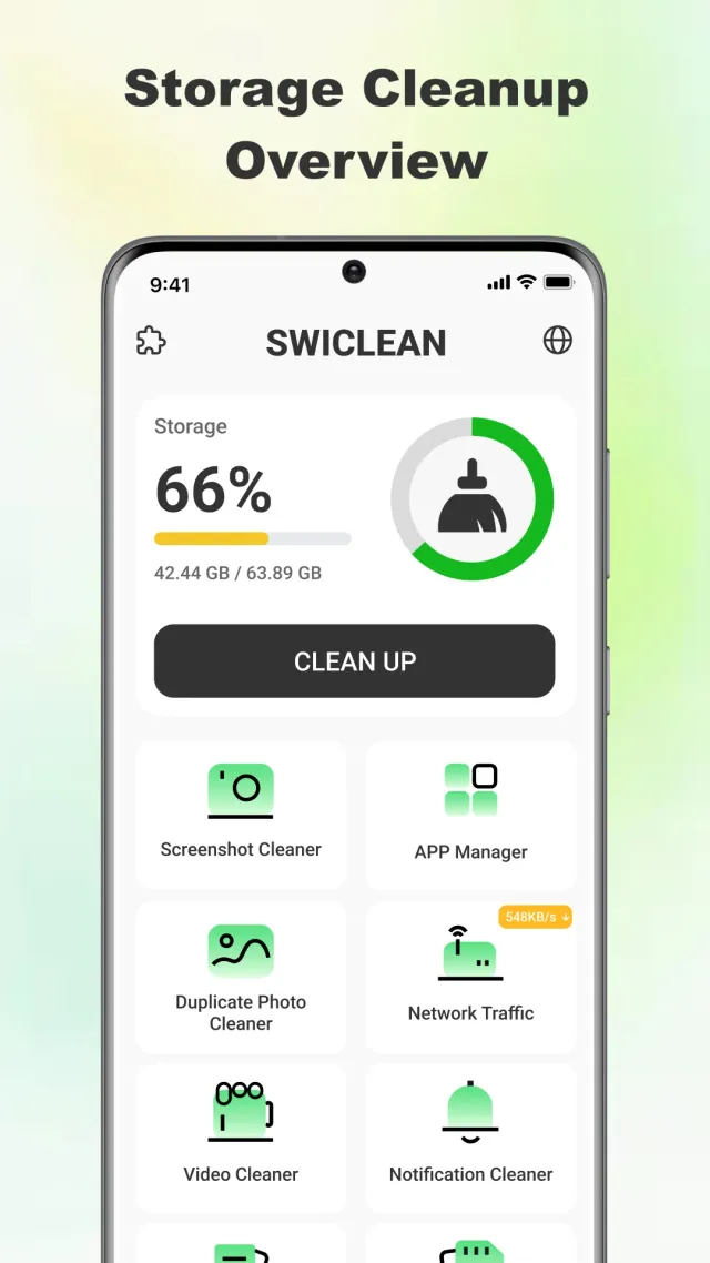 SwiClean - Clean Up - Screen 1
