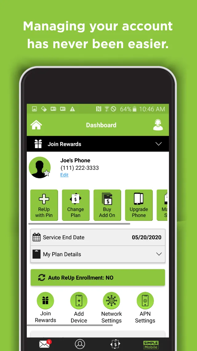 Simple Mobile My Account - Screen 1