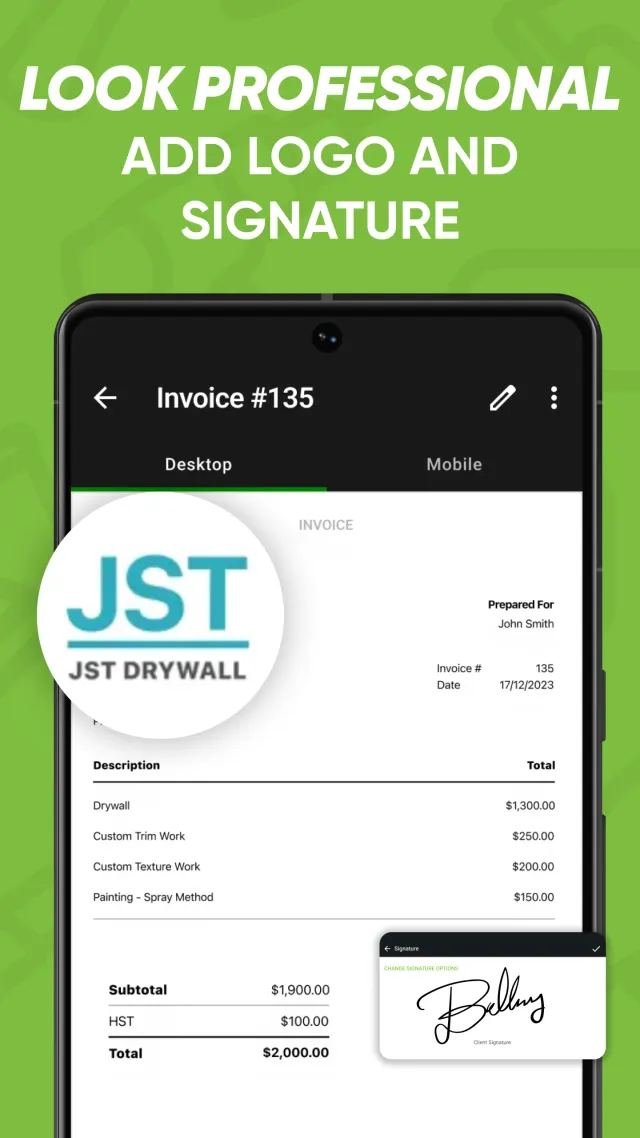 Joist Invoice & Estimate App - Screen 6