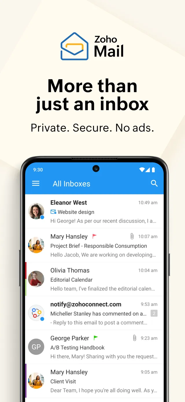Zoho Mail - Email and Calendar - Screen 1
