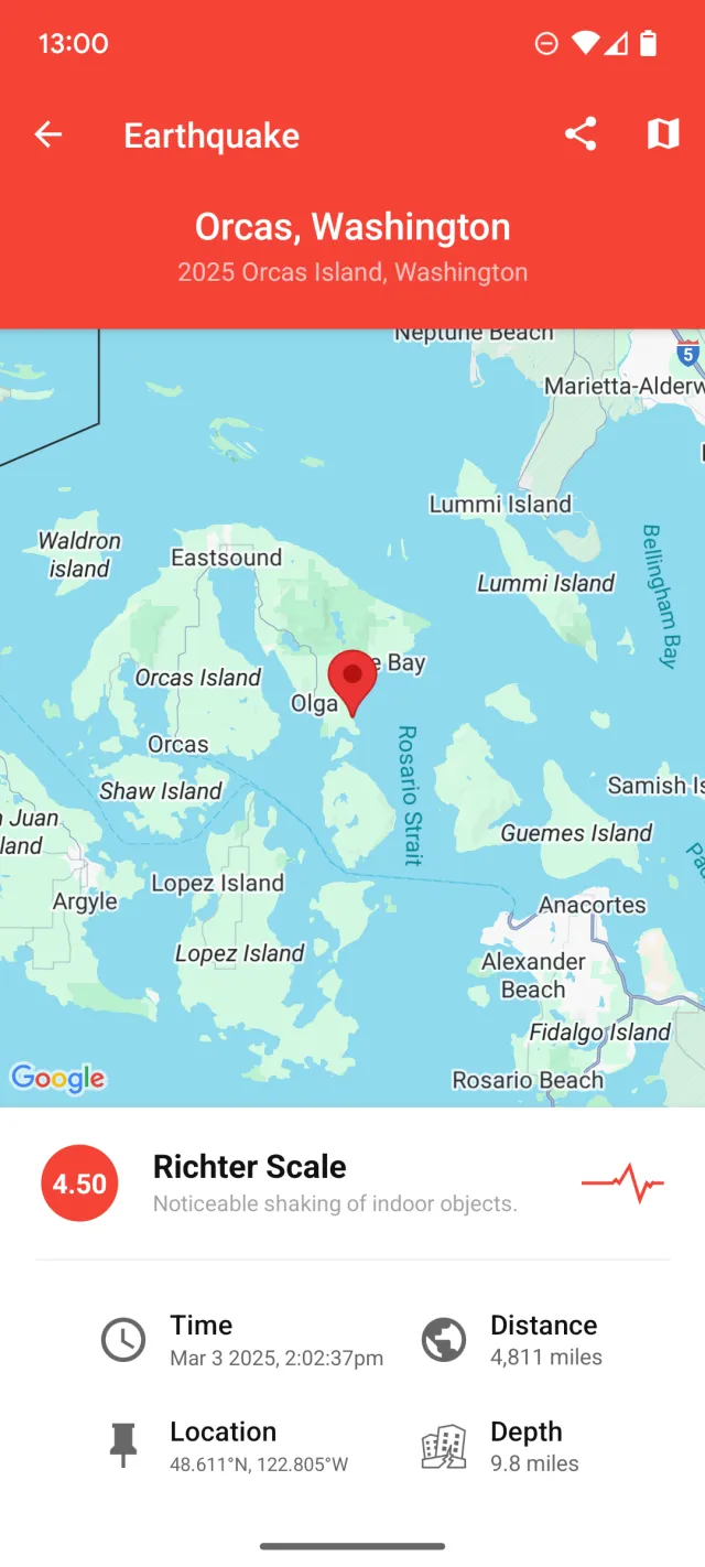 My Earthquake Alerts - Map - Screen 1