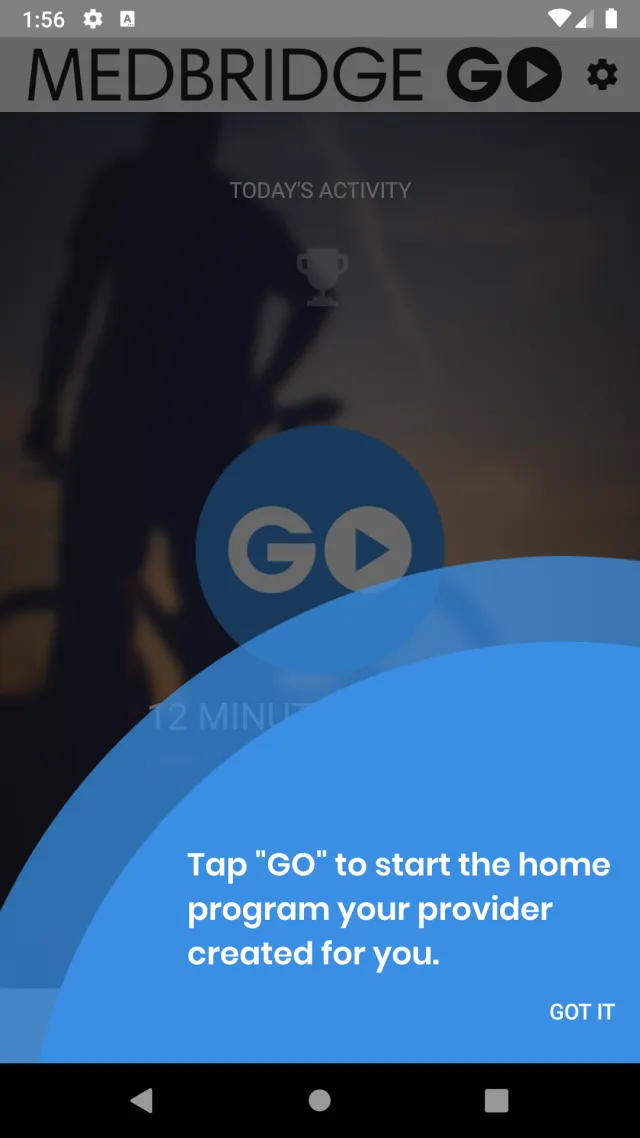 Medbridge GO for Patients - Screen 1