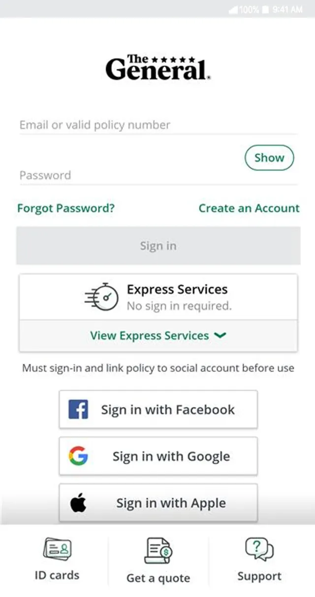 The General Insurance® App - Screen 1
