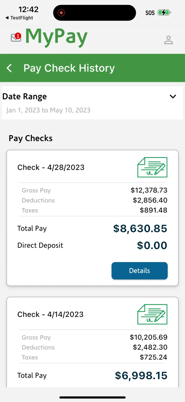 AllianceHCM MyPay - Screen 3