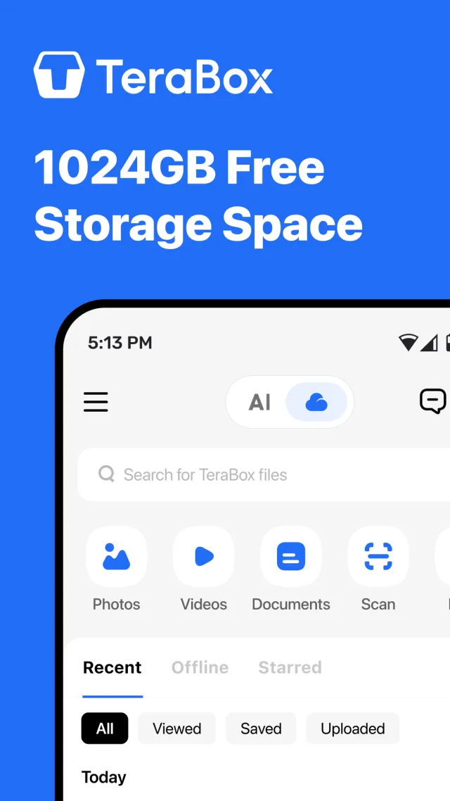 TeraBox: 1TB Cloud & AI Space - Screen 1