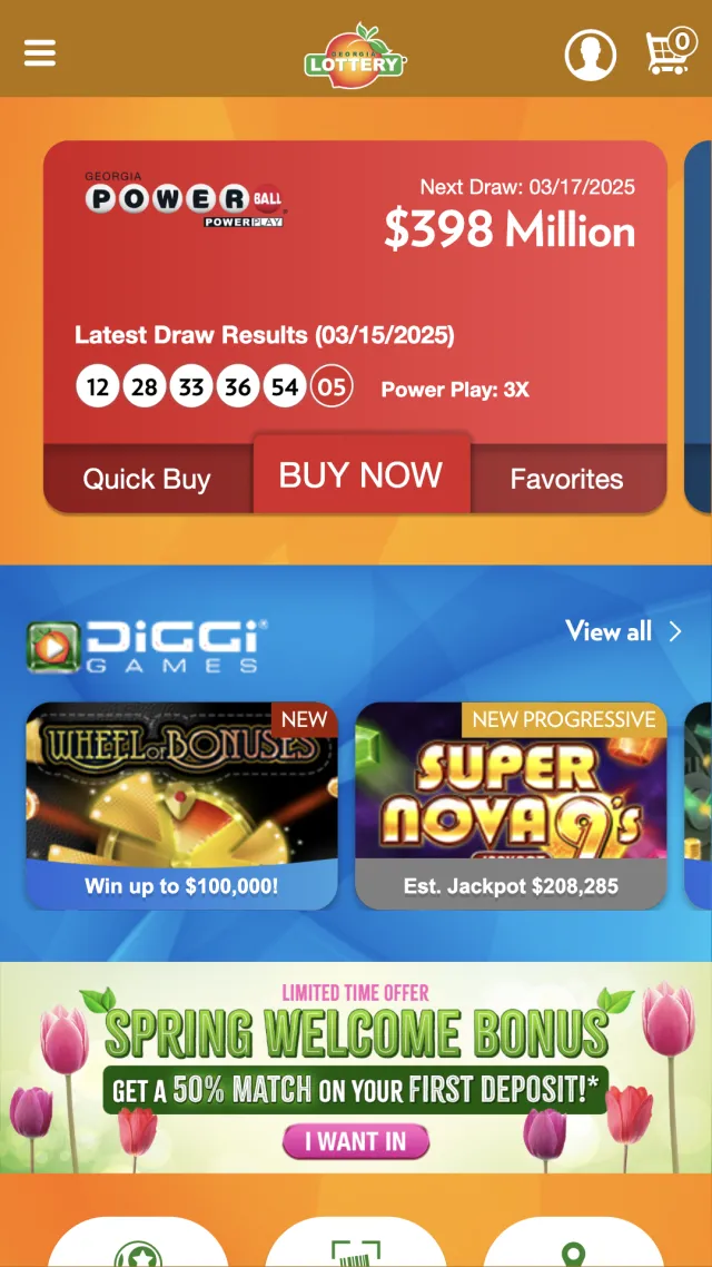 Georgia Lottery Official App - Screen 1