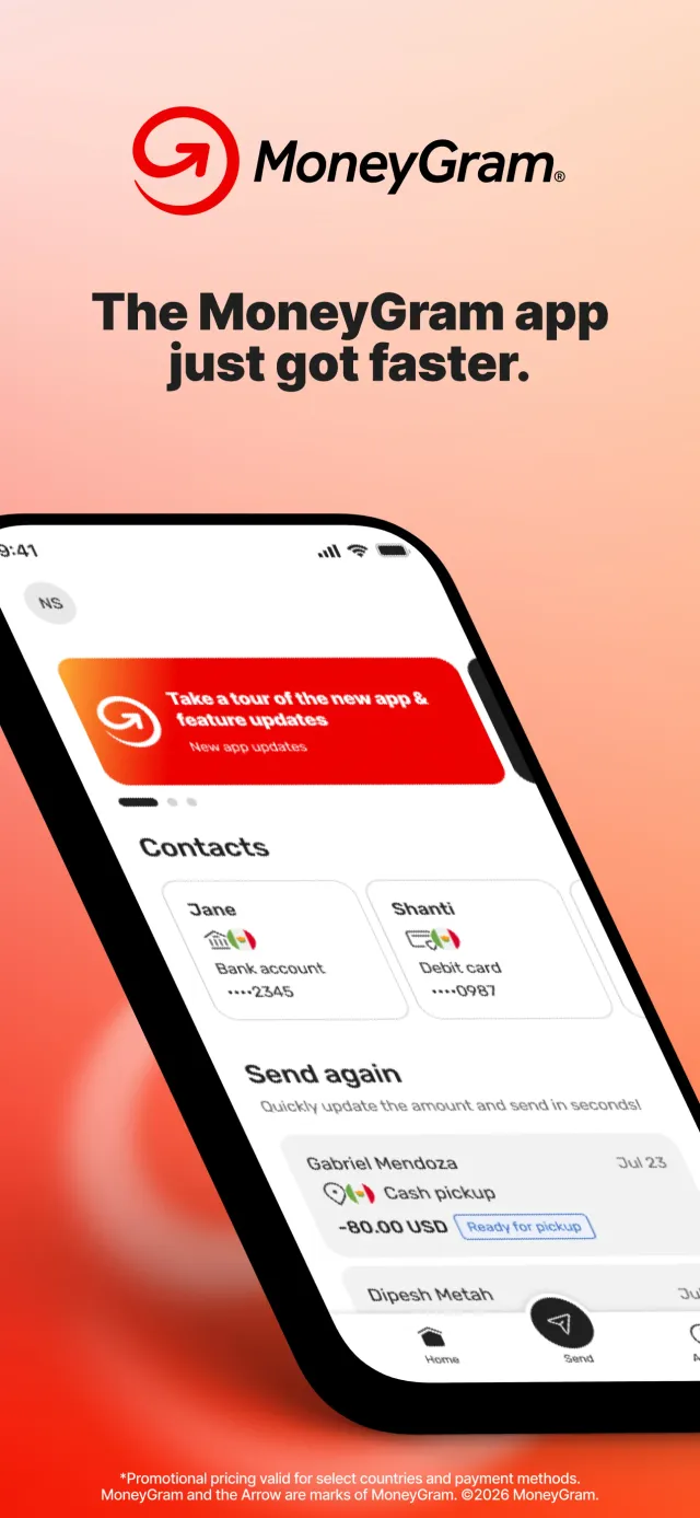 MoneyGram® Money Transfers App - Screen 1