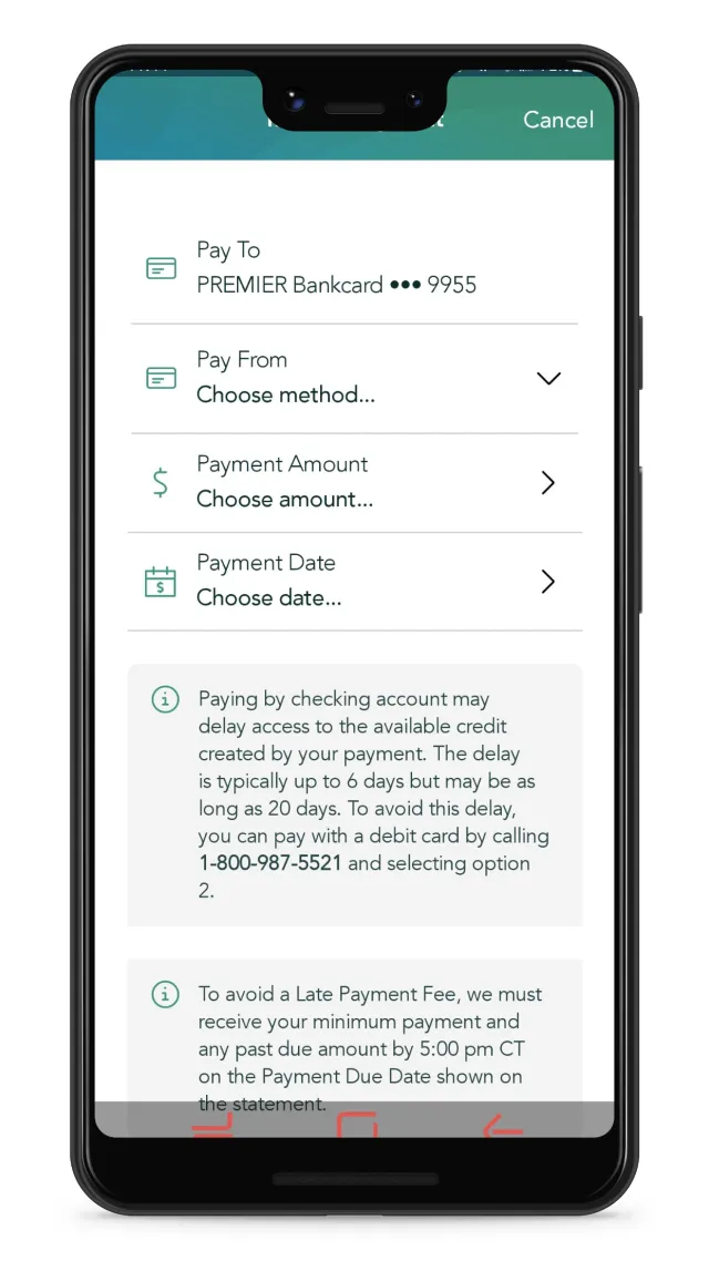 PREMIER Credit Card - Screen 3