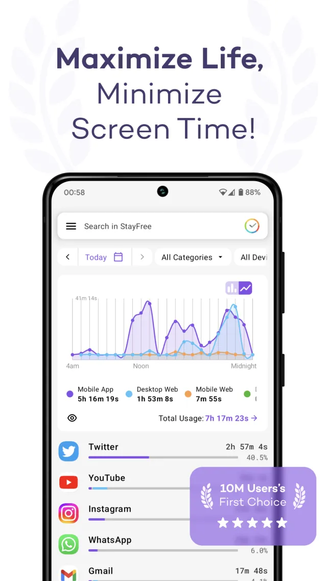 StayFree - Screen Time - Screen 1