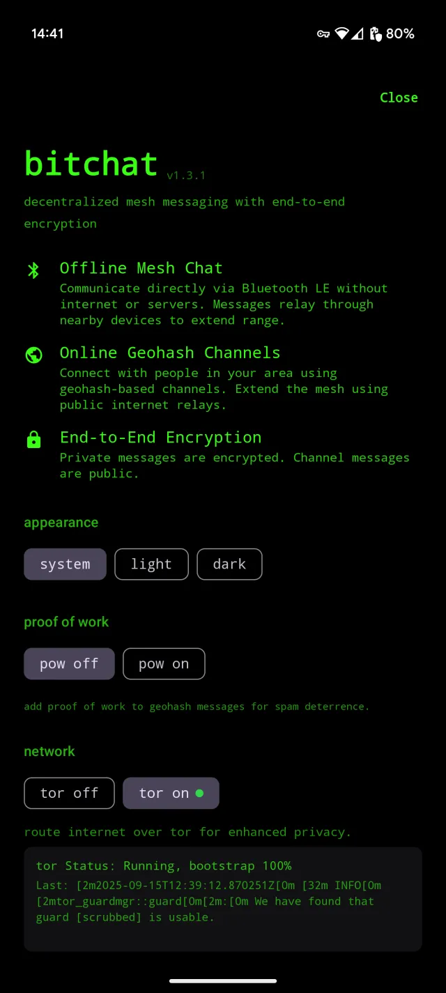 bitchat - Screen 1