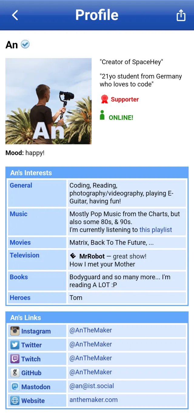 SpaceHey Mobile - Retro social - Screen 3