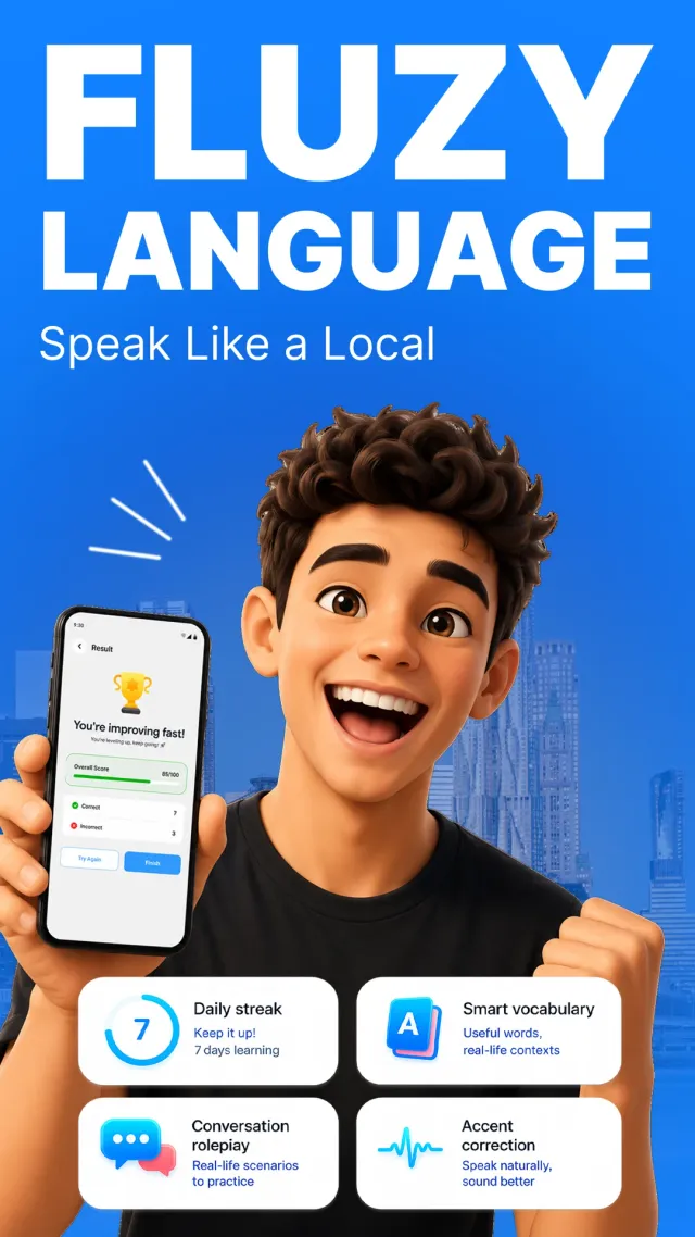 Fluzy: Learn Language with AI - Screen 1
