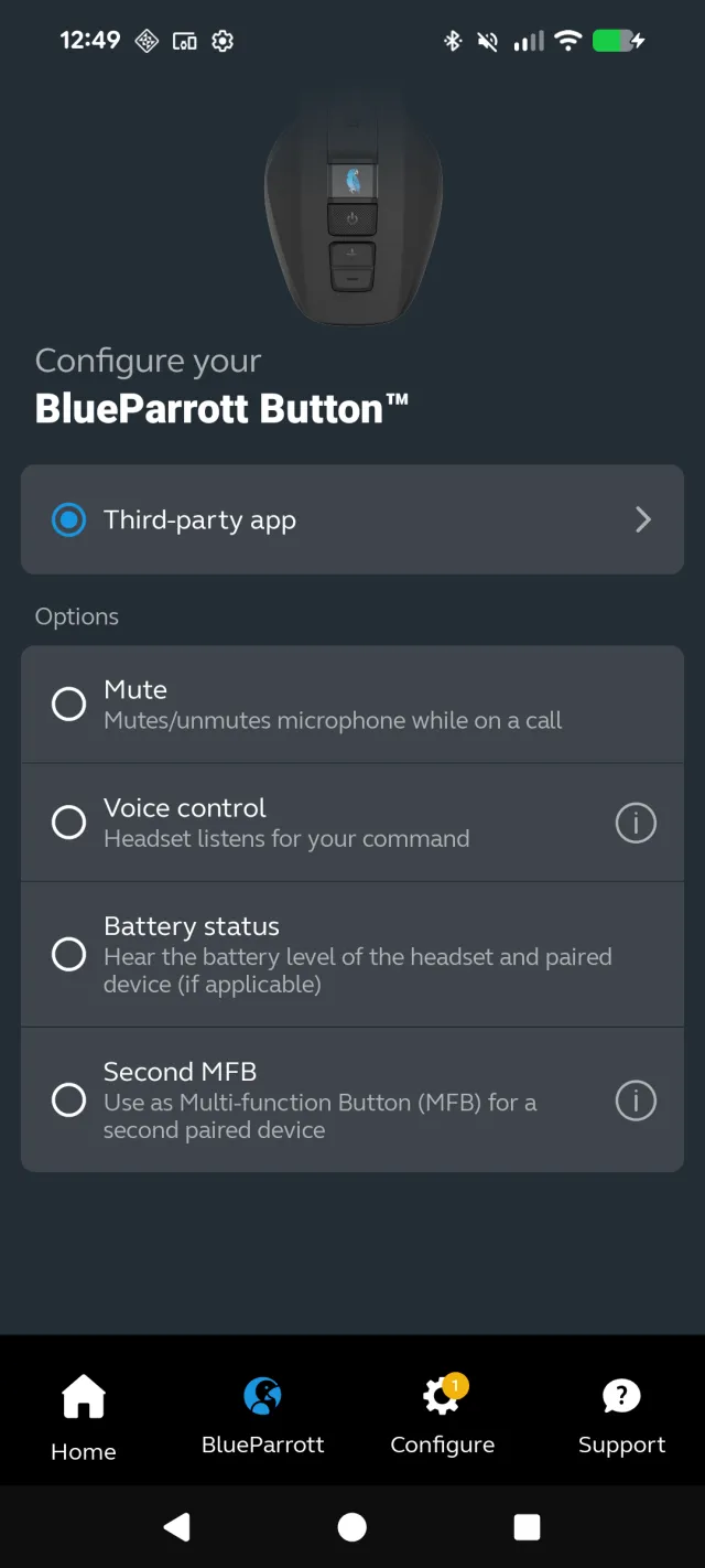 BlueParrott App - Screen 2