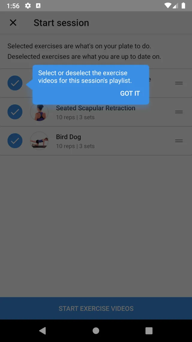 Medbridge GO for Patients - Screen 2