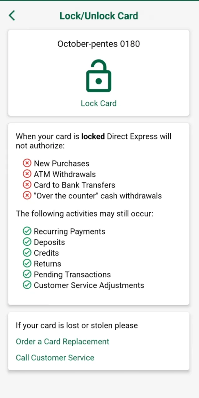 Direct Express® Mobile - Screen 3
