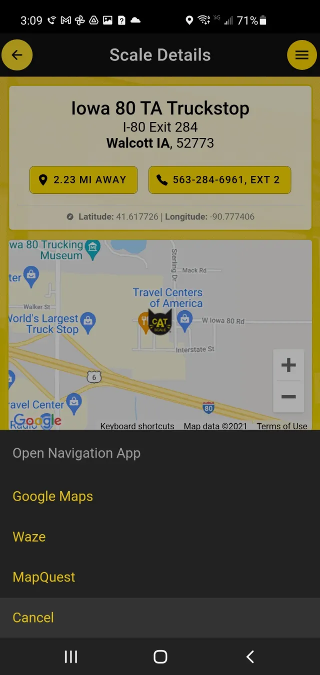 CAT Scale Locator - Screen 7