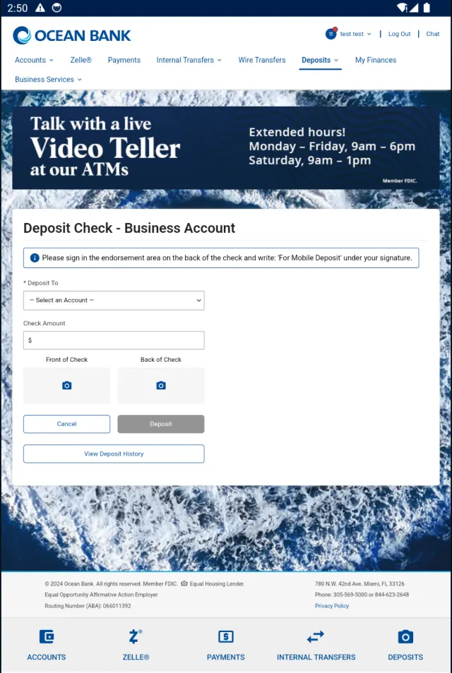 Ocean Bank Mobile Banking - Screen 6