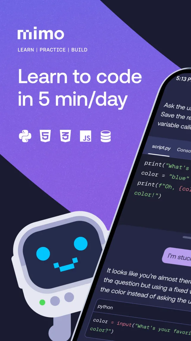 Learn Python Coding - Mimo - Screen 1