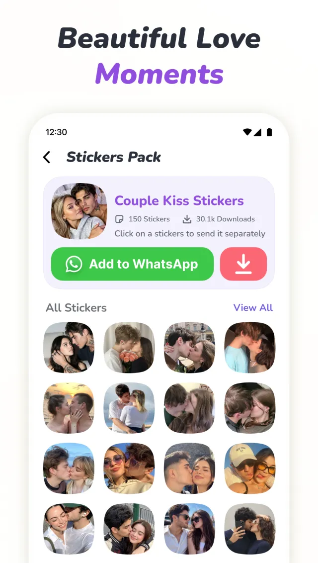 Romantic Stickers WAStickers - Screen 3