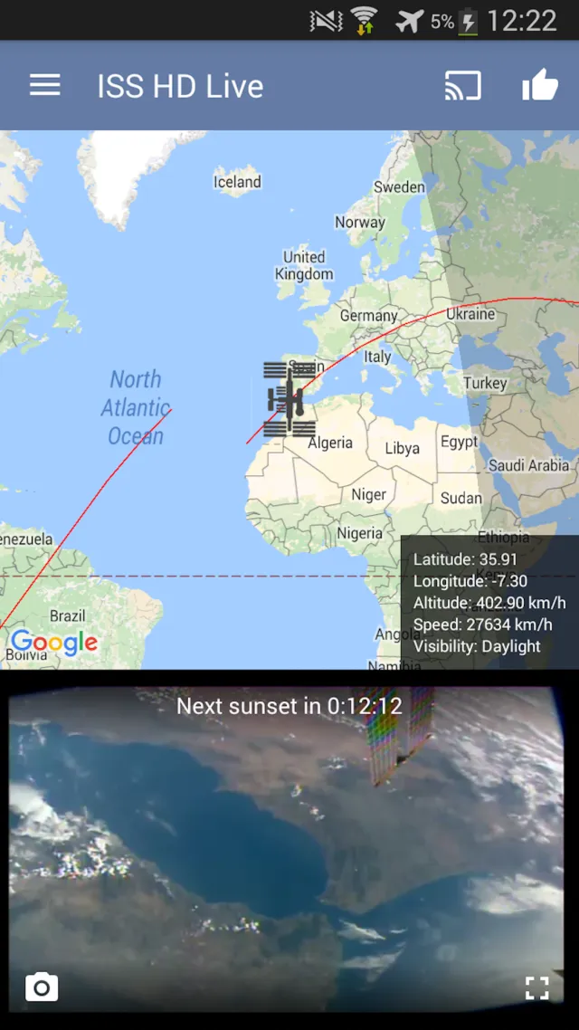 ISS Live Now: Live Earth View - Screen 1