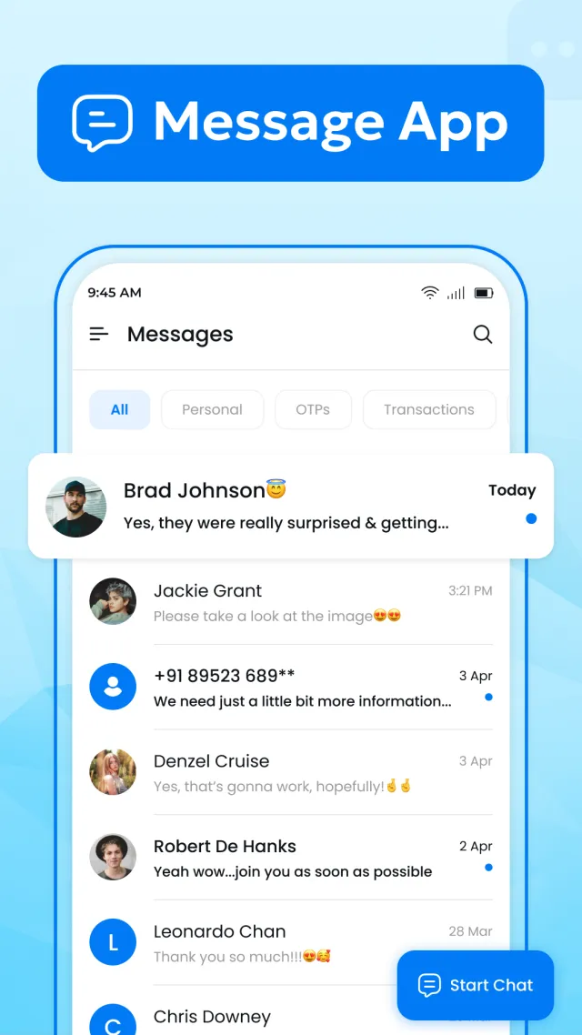 Messages - all in one chat app - Screen 1