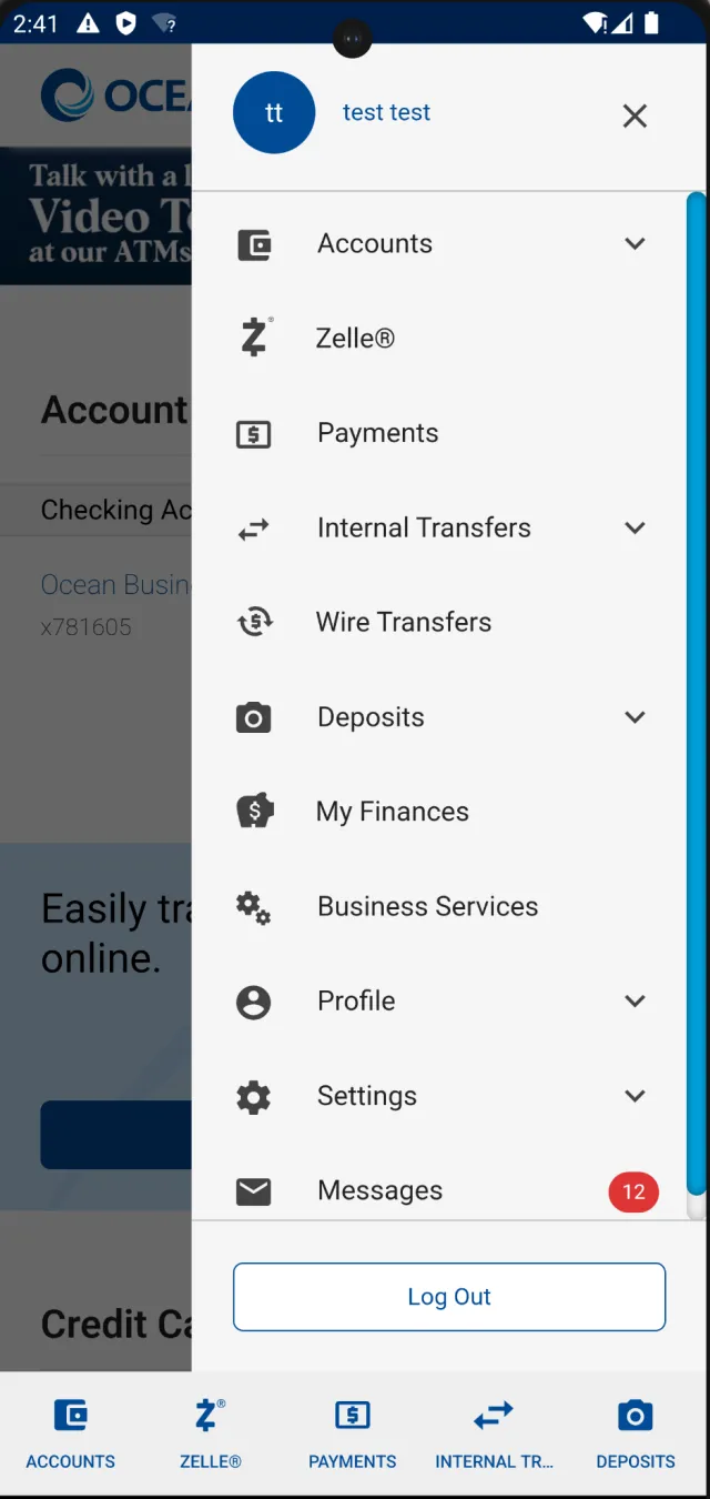 Ocean Bank Mobile Banking - Screen 2