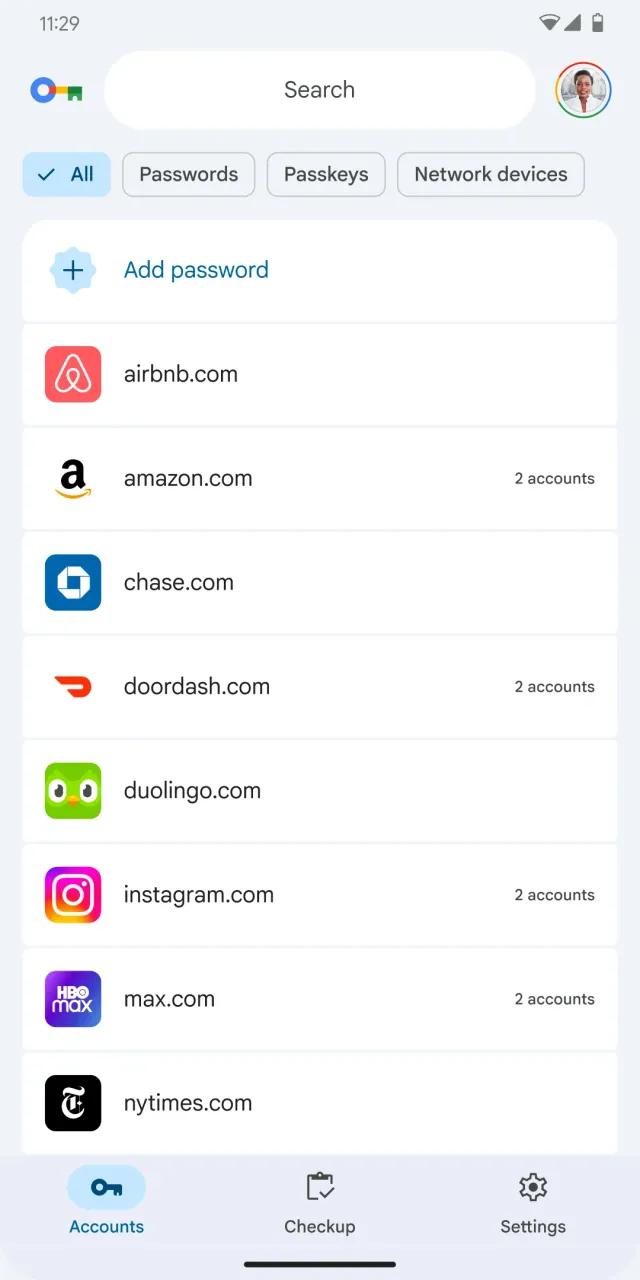 Google Password Manager - Screen 1