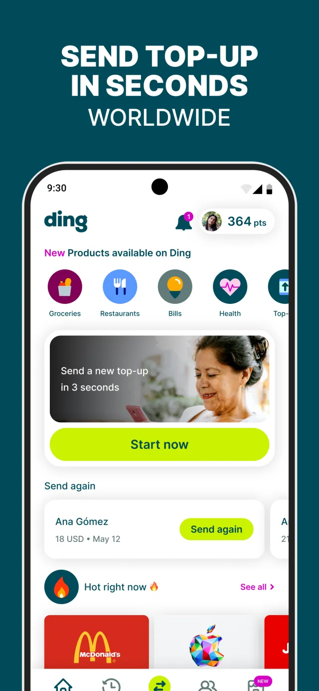 Ding Recharge & Giftcards - Screen 1