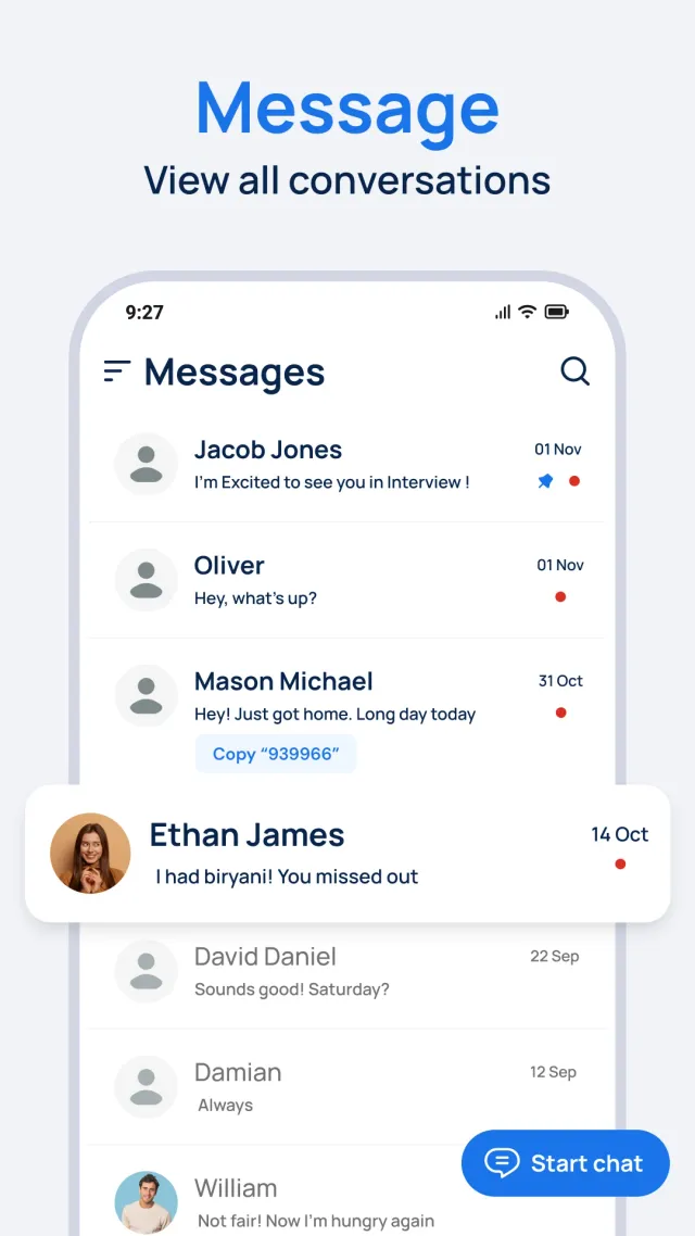 Messages - Screen 1