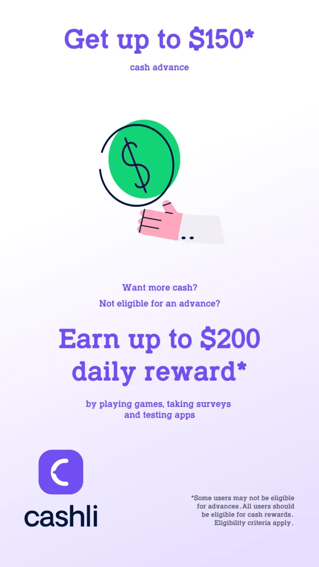 Cashli: Cash Advance & Rewards - Screen 1