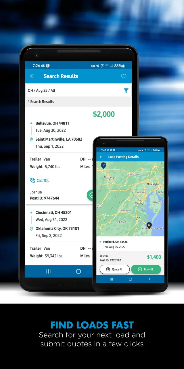 TQL Carrier Dashboard - Screen 1
