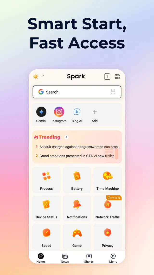 Spark · Safe & Speedy Browser - Screen 1