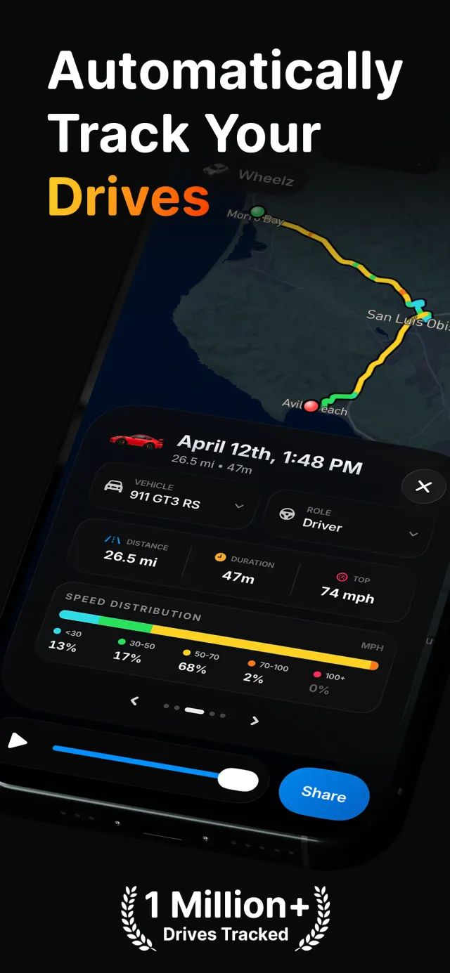 Wheelz - Social Drive Tracker - Screen 1