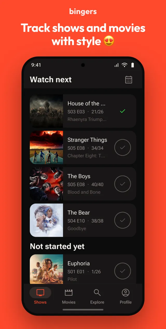 Bingers: TV & Movie Tracker - Screen 1