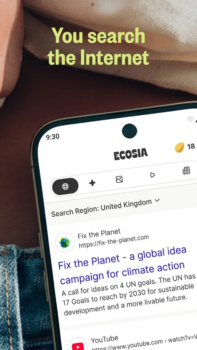Ecosia: Search to plant trees - Screen 1