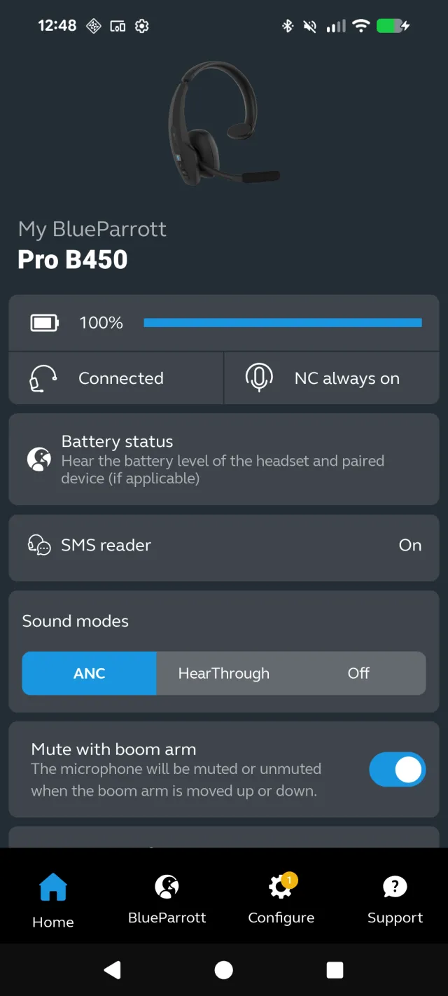 BlueParrott App - Screen 1